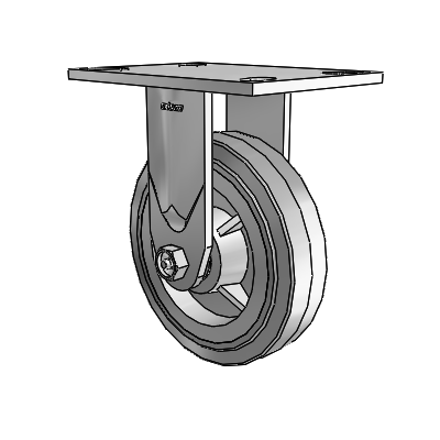 Roulettes série 4 de 1 1/2", plaque supérieure rigide en zinc avec roue en caoutchouc Performa 6 x 1,5 (plate/grise)