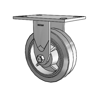 4 Series 2 Inch Wide Casters Top Plate Rigid Caster with 6 x 2 Performa Rubber (Flat/Grey) Wheel