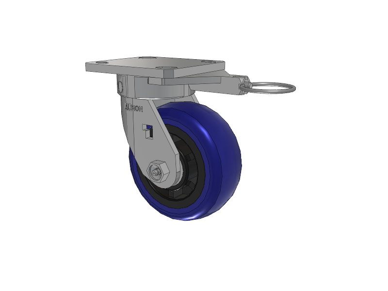 120 Series Top Plate Swivel Caster with 5 x 2 Blue Tread on Grey Polypropylene Core EG - Eagle Polyurethane (Polypropylene Core) Wheel