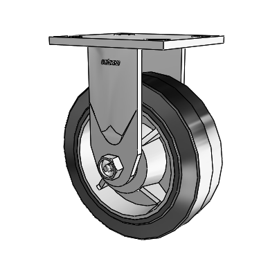 Série 4 : roulettes de 2 pouces de large, à plaque supérieure rigide, avec roue en caoutchouc Performa 6 x 2 (plate/noire)