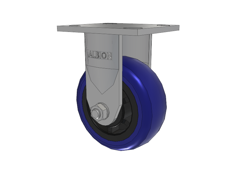 120 Series Top Plate Rigid Caster with 5 x 2 Blue Tread on Grey Polypropylene Core EG - Eagle Polyurethane (Polypropylene Core) Wheel