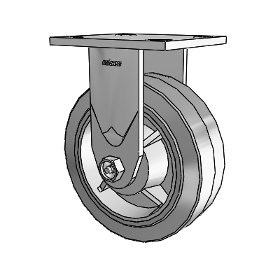 4 Series 2 Inch Wide Casters Top Plate Rigid Caster with 6 x 2 Performa Rubber (Flat/Grey) Wheel