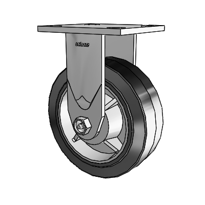 4 Series 2 Inch Wide Casters Top Plate Rigid Caster with 6 x 2 Performa Rubber (Flat/Black) Wheel