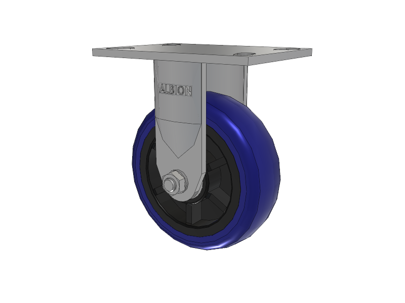 120 Series Top Plate Rigid Caster with 6 x 2 Blue Tread on Grey Polypropylene Core EG - Eagle Polyurethane (Polypropylene Core) Wheel
