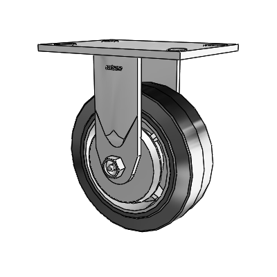 4 Series 2 Inch Wide Casters Top Plate Rigid Caster with 6 x 2 Performa Rubber (Flat/Black) Wheel