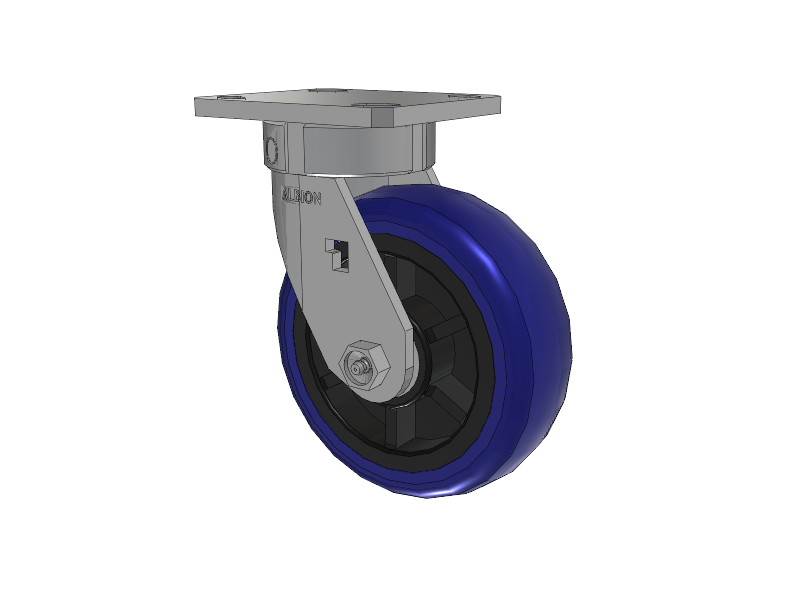 120 Series Top Plate Swivel Caster with 6 x 2 Blue Tread on Grey Polypropylene Core EG - Eagle Polyurethane (Polypropylene Core) Wheel