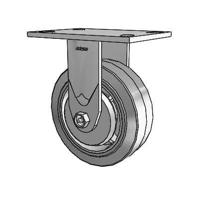 Série 4 : roulettes de 2 pouces de large, à plaque supérieure rigide, avec roue en caoutchouc Performa 6 x 2 (plate/grise)
