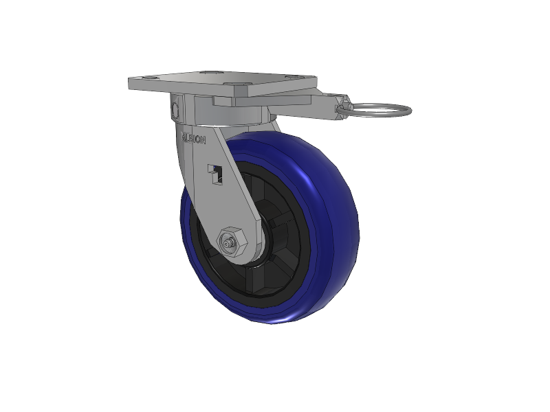 120 Series Top Plate Swivel Caster with 6 x 2 Blue Tread on Grey Polypropylene Core EG - Eagle Polyurethane (Polypropylene Core) Wheel