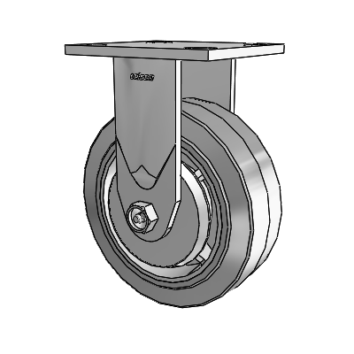 4 Series 2 Inch Wide Casters Top Plate Rigid Caster with 6 x 2 Performa Rubber (Flat/Grey) Wheel