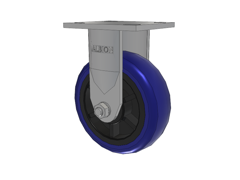 120 Series Top Plate Rigid Caster with 6 x 2 Blue Tread on Grey Polypropylene Core EG - Eagle Polyurethane (Polypropylene Core) Wheel