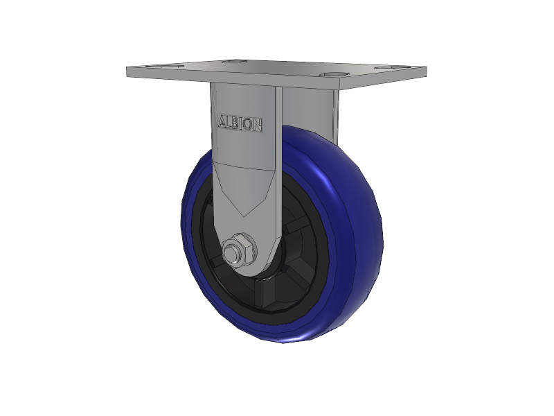 120 Series Top Plate Rigid Caster with 6 x 2 Blue Tread on Grey Polypropylene Core EG - Eagle Polyurethane (Polypropylene Core) Wheel