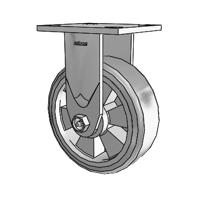 Série 4 : roulettes de 2 pouces de large, à plaque supérieure rigide, équipées de roues Trans-forma (plates) 6 x 2