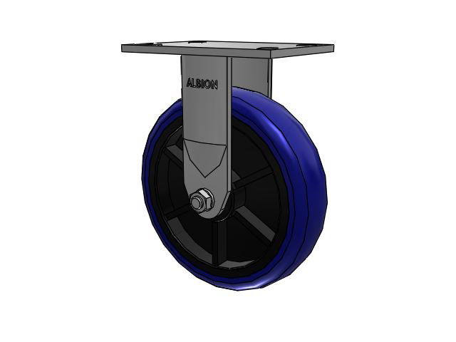120 Series Top Plate Rigid Caster with 8 x 2 Blue Tread on Grey Polypropylene Core EG - Eagle Polyurethane (Polypropylene Core) Wheel