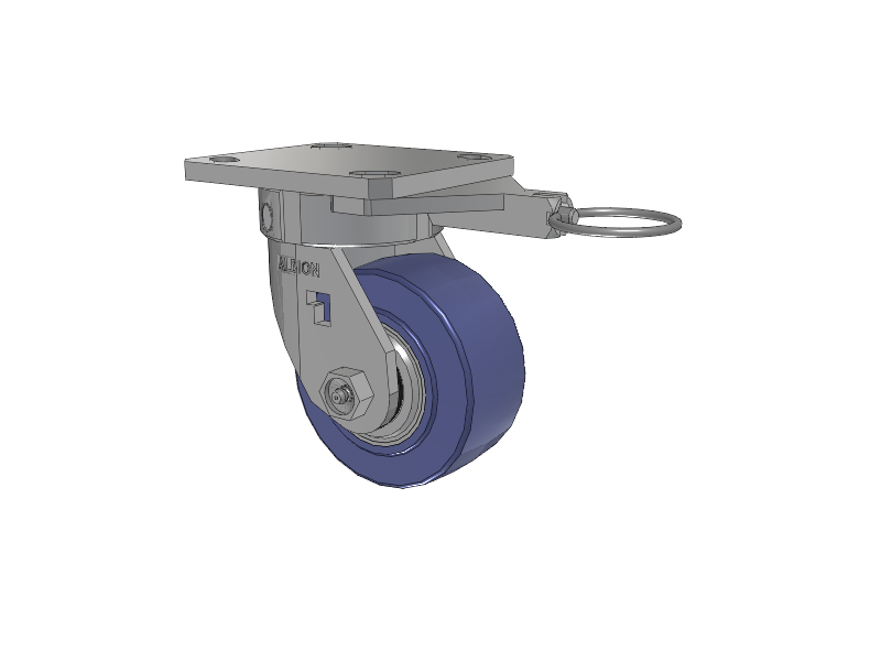 120 Series Top Plate Swivel Caster with 4 x 2 Blue HF - HydroTech (Flat) Wheel
