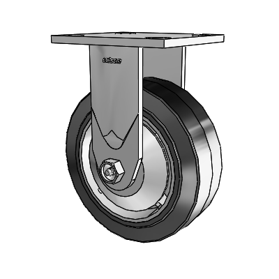 4 Series 2 Inch Wide Casters Top Plate Rigid Caster with 6 x 2 Performa Rubber (Flat/Black) Wheel