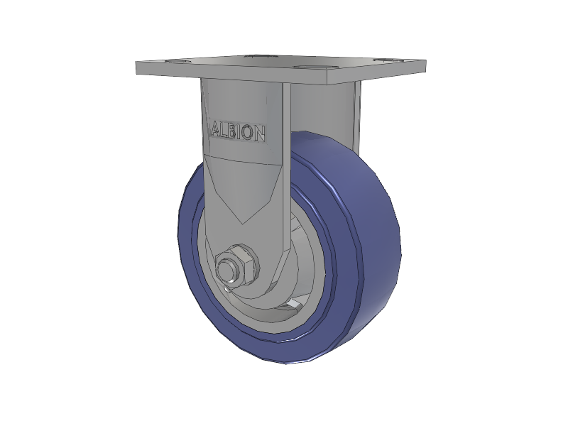 120 Series Top Plate Rigid Caster with 5 x 2 Blue HF - HydroTech (Flat) Wheel