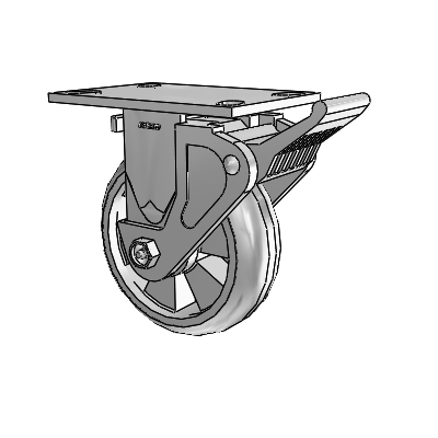4 Series 2 Inch Wide Casters Top Plate Rigid Caster with 6 x 2 Trans-forma HD (Round) Wheel and Tech Lock Brake