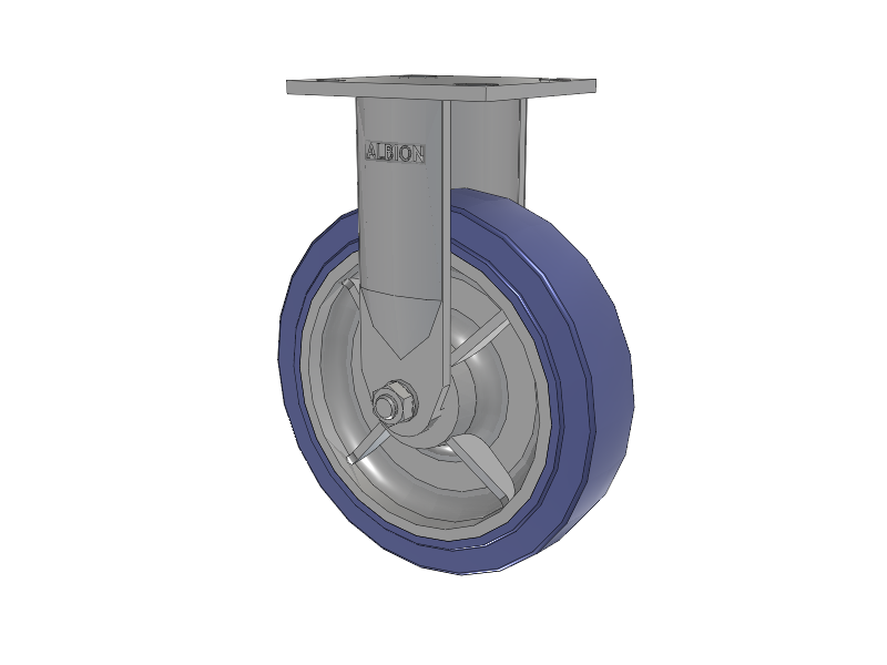 120 Series Top Plate Rigid Caster with 8 x 2 Blue HF - HydroTech (Flat) Wheel
