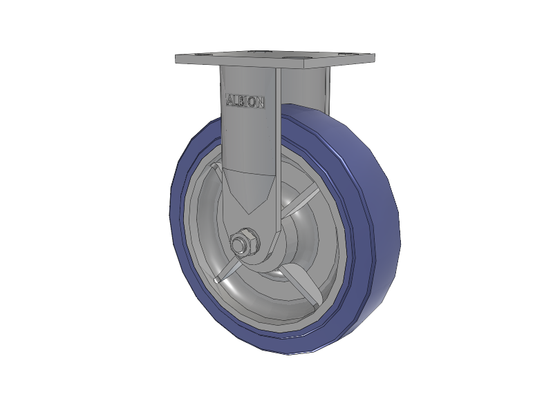120 Series Top Plate Rigid Caster with 8 x 2 Blue HF - HydroTech (Flat) Wheel