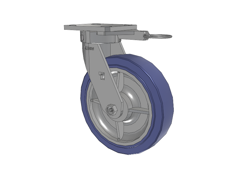 120 Series Top Plate Swivel Caster with 8 x 2 Blue HF - HydroTech (Flat) Wheel