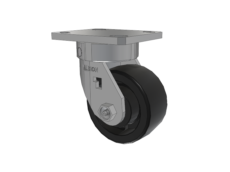 120 Series Top Plate Swivel Caster with 4 x 2 Black Nylon HT - Glass-Filled Nylon (High Heat) Wheel