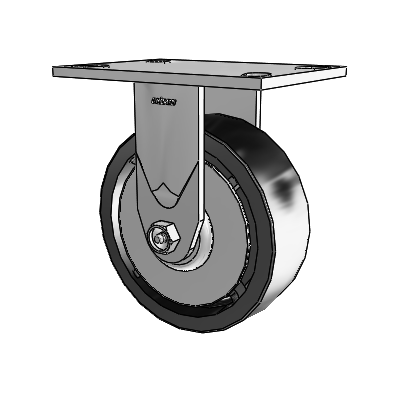 Série 4 : roulettes de 2 pouces de large, à plaque supérieure rigide, avec roue en polyoléfine de 6 x 2