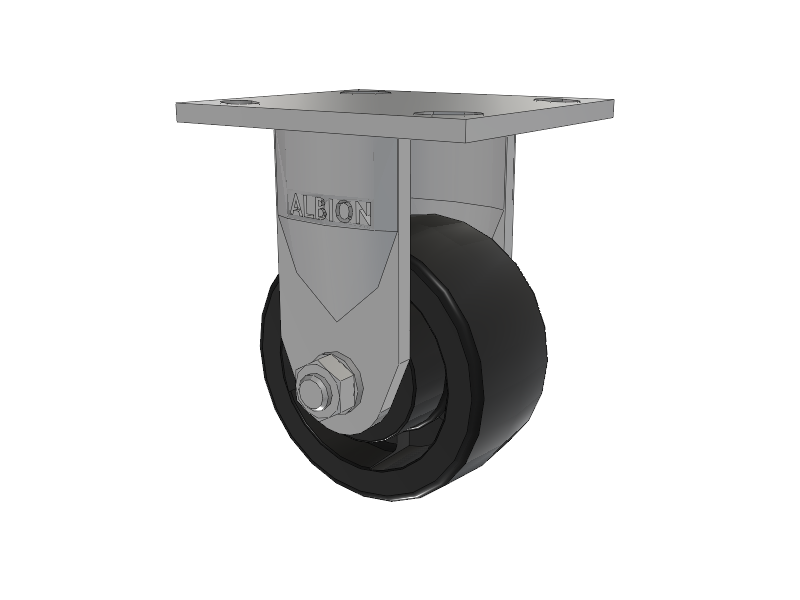 120 Series Top Plate Rigid Caster with 4 x 2 Black Nylon HT - Glass-Filled Nylon (High Heat) Wheel