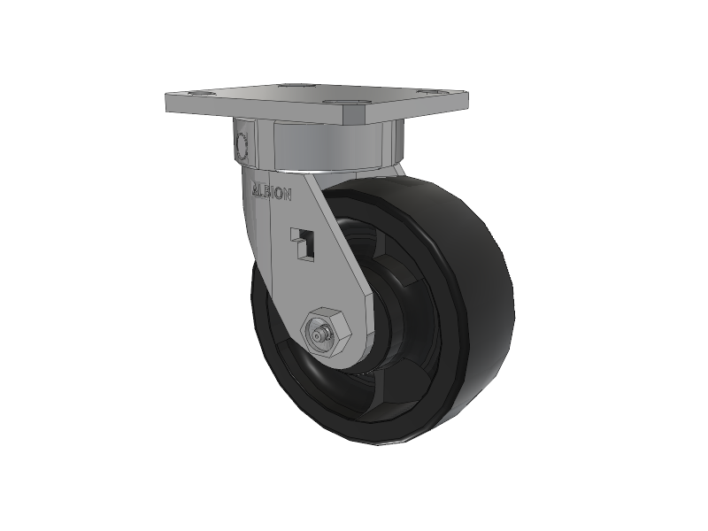 120 Series Top Plate Swivel Caster with 5 x 2 Black Nylon HT - Glass-Filled Nylon (High Heat) Wheel