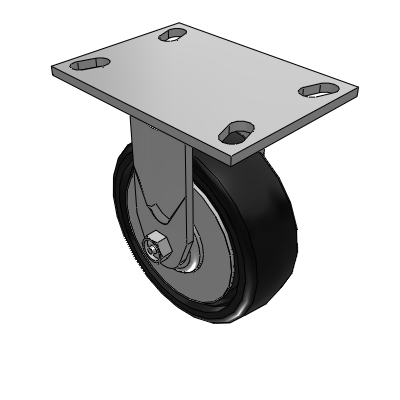 4 Series 2 Inch Wide Casters Top Plate Rigid with 6 x 2 Endura Solid Elastomer Wheel