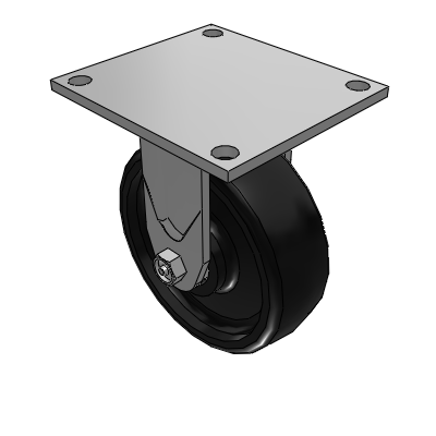 4 Series 2 Inch Wide Casters Top Plate Rigid with 6 x 2 Endura Solid Elastomer Wheel