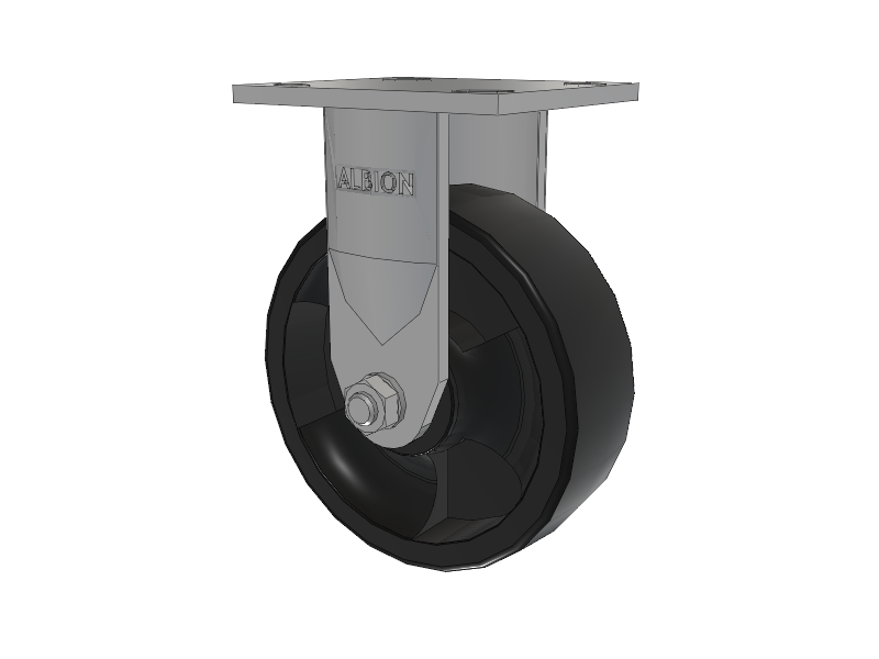 120 Series Top Plate Rigid Caster with 6 x 2 Black Nylon HT - Glass-Filled Nylon (High Heat) Wheel
