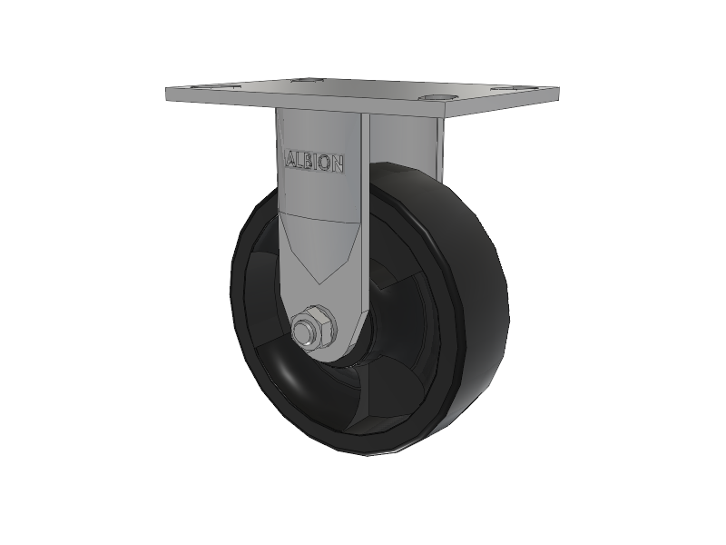 120 Series Top Plate Rigid Caster with 6 x 2 Black Nylon HT - Glass-Filled Nylon (High Heat) Wheel