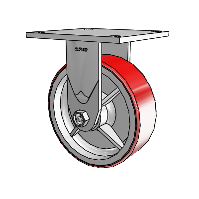Série 4 : roulettes de 2 pouces de large, à plaque supérieure rigide, avec roue en polyuréthane Moldon 6 x 2 (noyau en fonte)