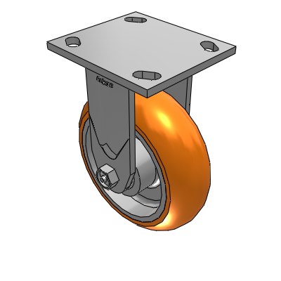 4 Series 2 Inch Wide Casters Top Plate Rigid with 6 x 2 CG Max Orange Wheel
