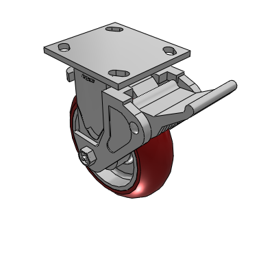 4 Series 2 Inch Wide Casters Top Plate Rigid with 6 x 2 CG Max Maroon Wheel and Tech Lock Brake