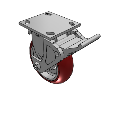 4 Series 2 Inch Wide Casters Top Plate Rigid with 6 x 2 CG Max Maroon Wheel and Tech Lock Brake