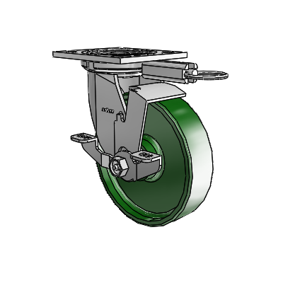 4 Series 1 1/2" Casters Top Plate Swivel Zinc with 6 x 1.5 Cast Iron Wheel and Top Lock Brake