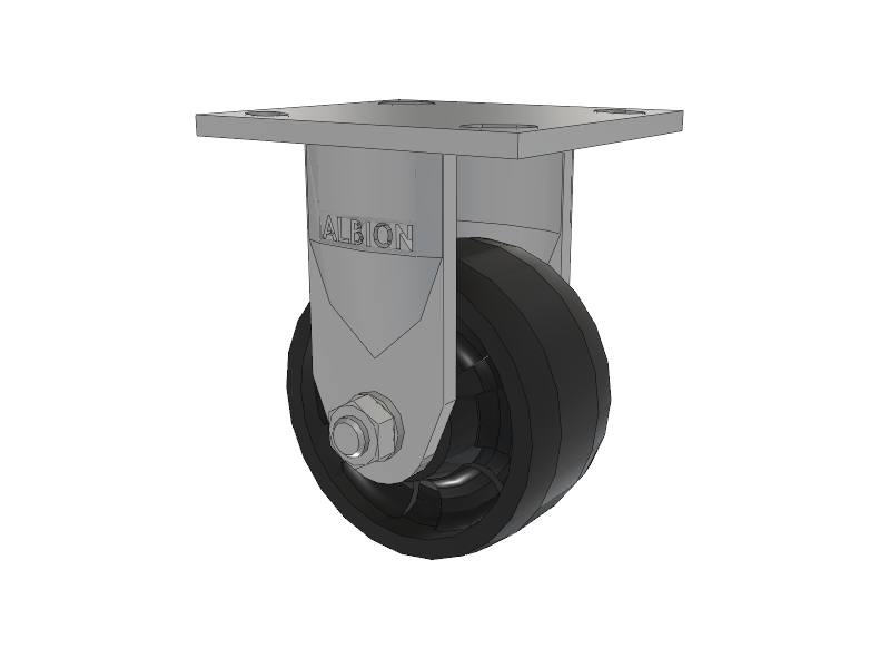 120 Series Top Plate Rigid Caster with 4 x 2 Black Nylon NG - Maxim Nylon Wheel