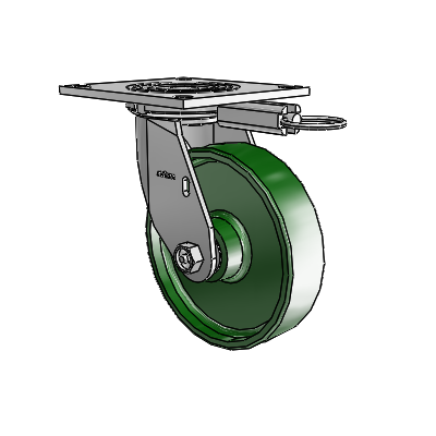 4 roulettes de la série 1 de 1 1/2", à plaque supérieure pivotante en zinc, avec roue en fonte de 6 x 1,5