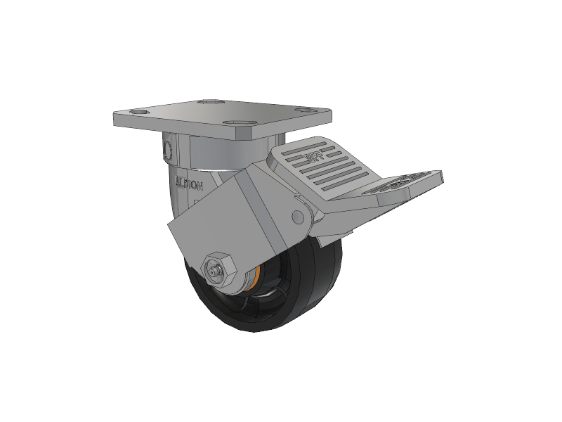 120 Series Top Plate Swivel Caster with 4 x 2 Black Nylon NG - Maxim Nylon Wheel and Stainless Steel Face Brake