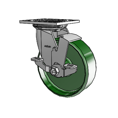 4 Series 2 Inch Wide Top Plate Swivel Caster Caster with 6 x 2 Cast Iron Wheel and Top Lock Brake