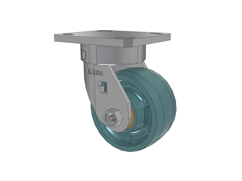 120 Series Top Plate Swivel Caster with 4 x 2 Black Nylon NG - Maxim Nylon - Prevenz Antimicrobial Wheel