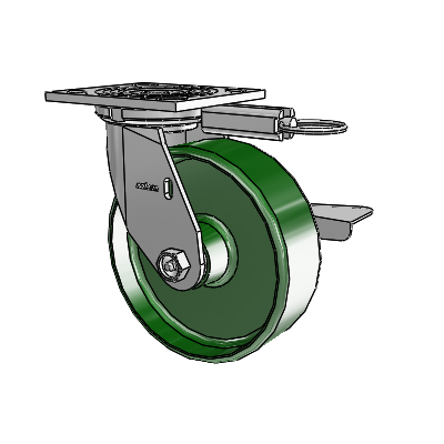 4 Series 2 Inch Wide Top Plate Swivel Caster Caster with 6 x 2 Cast Iron Wheel and Side Lock Brake