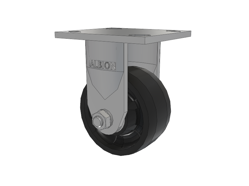 120 Series Top Plate Rigid Caster with 4 x 2 Black Nylon NG - Maxim Nylon Wheel