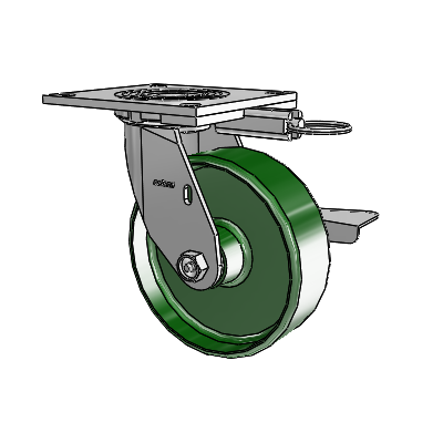 4 Series 2 Inch Wide Top Plate Swivel Caster Caster with 6 x 2 Cast Iron Wheel and Side Lock Brake