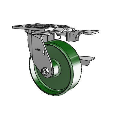 4 Series 2 Inch Wide Top Plate Swivel Caster Caster with 6 x 2 Cast Iron Wheel and Side Lock Brake