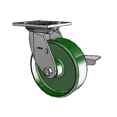 4 Series 2 Inch Wide Top Plate Swivel Caster Caster with 6 x 2 Cast Iron Wheel and Side Lock Brake