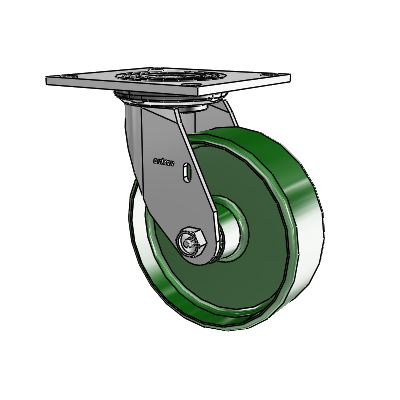 Roulette pivotante de la série 4, à plaque supérieure de 2 pouces de large, équipée d'une roue en fonte de 6 x 2