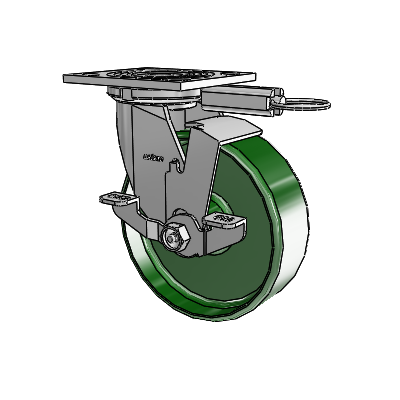 4 Series 2 Inch Wide Top Plate Swivel Caster Caster with 6 x 2 Cast Iron Wheel and Top Lock Brake