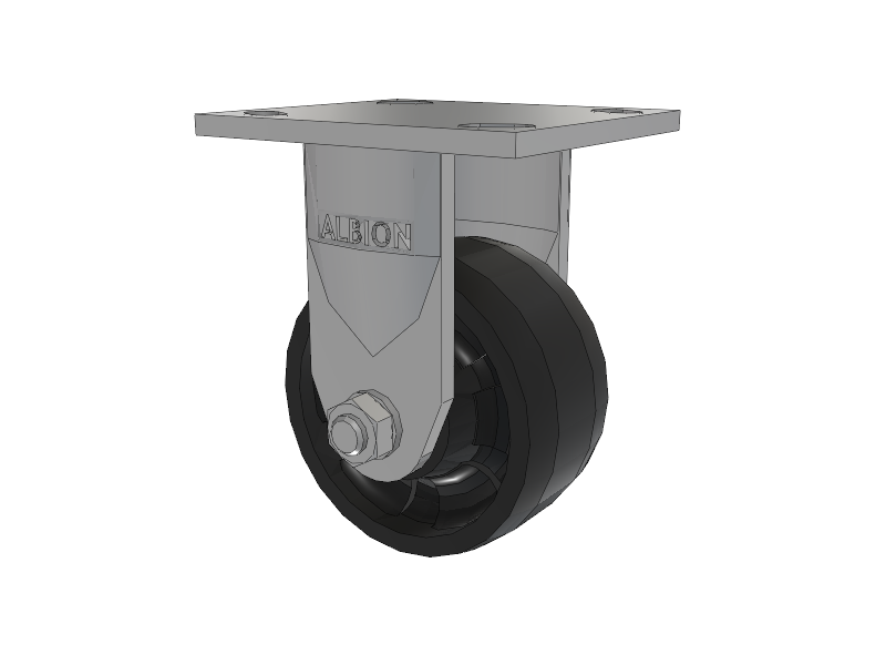 120 Series Top Plate Rigid Caster with 4 x 2 Black Nylon NG - Maxim Nylon Wheel
